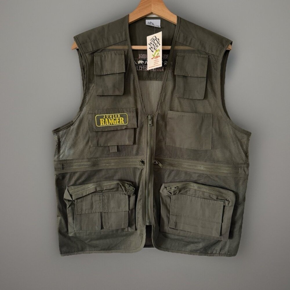 The Wild Wild West Junior Ranger Vest Sz M Hunting Fishing Explorer Mesh Pockets